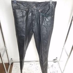 Vintage Adonis Black Leather Pants Sz 30